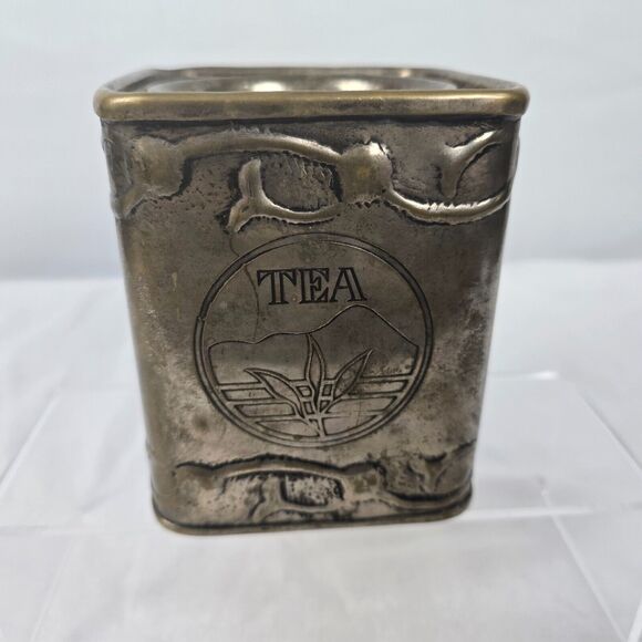 Vintage Tin Tea Canister Made in India 3.75" x 3.75" x 4.5" Decorative - Picture 9 of 10